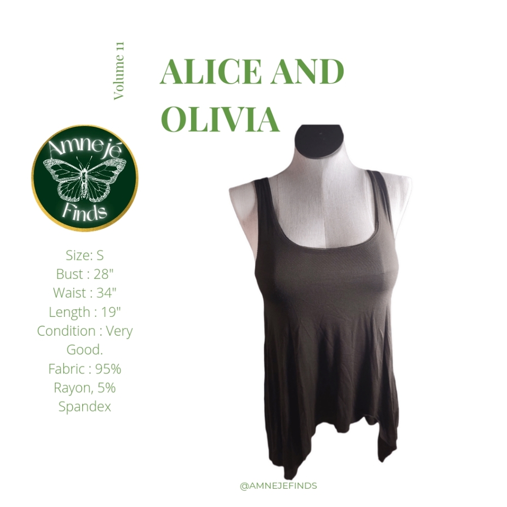 Alice + Olivia Green Scoop Neck Sleeveless Top S